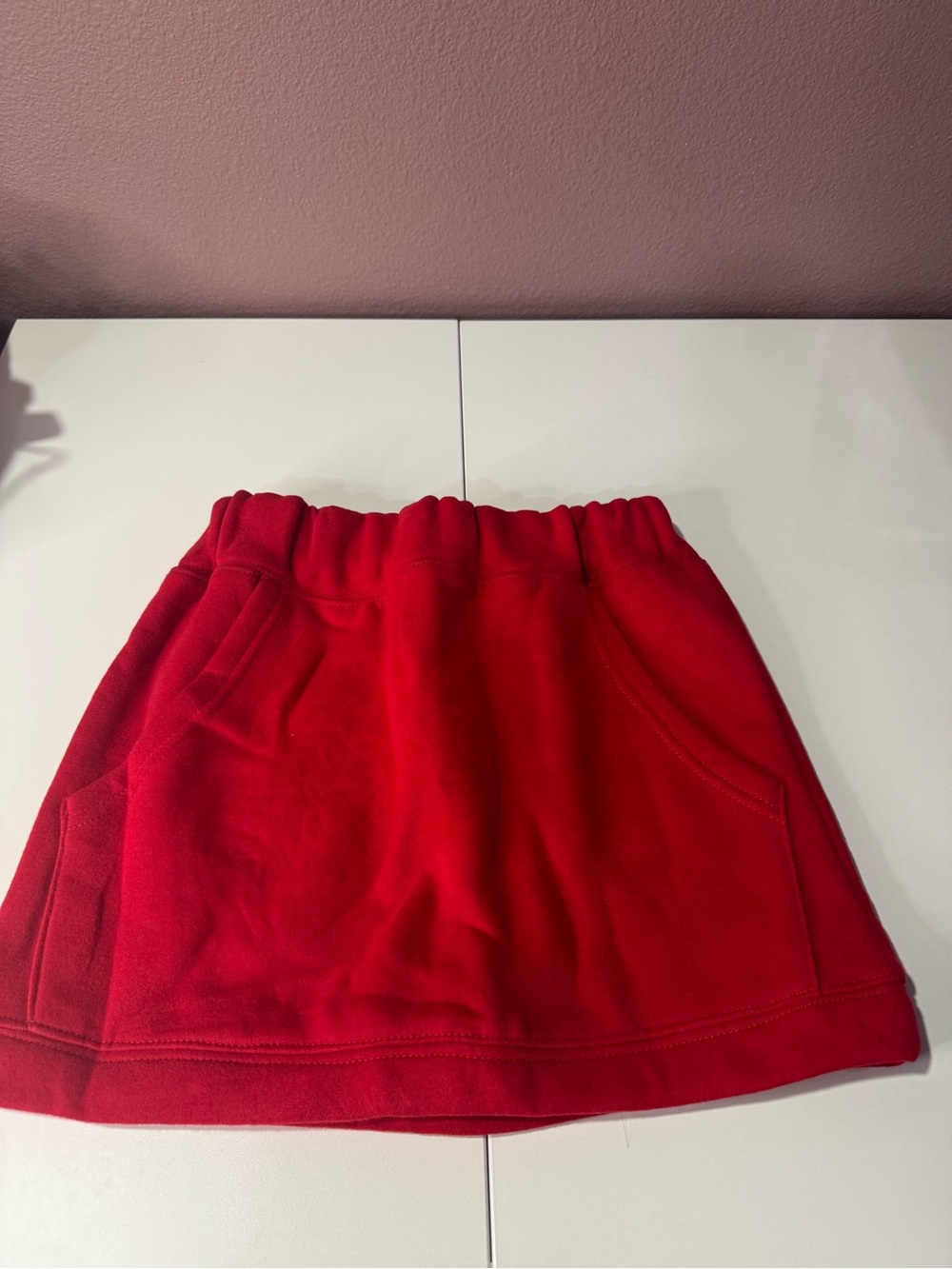 Casual Red Pull-On Mini Skirt with Pockets